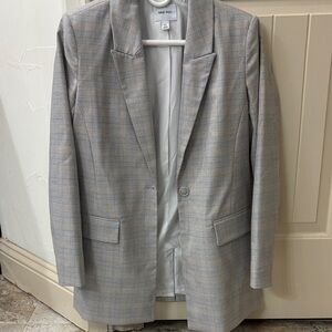 Nine West Light Gray Checkered Blazer